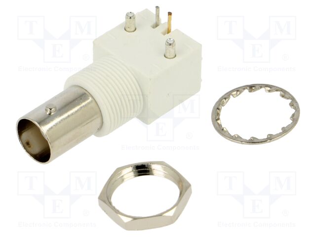Connector: BNC; socket; female; angled; 50Ω; THT; PS; nickel plated