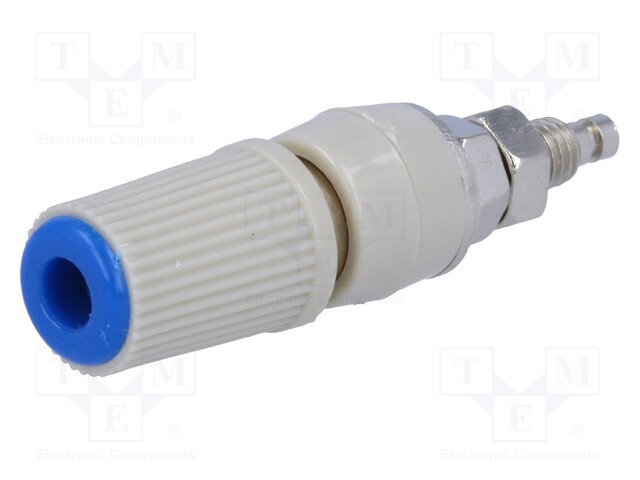 Socket; 4mm banana; 24A; blue; nickel plated; screw,on panel; 45mm