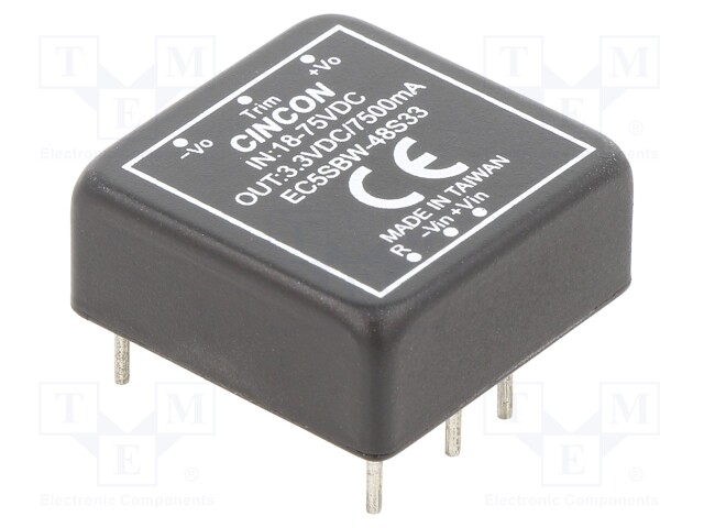 Converter: DC/DC; 30W; Uin: 18÷75V; 3.3VDC; Iout: 7500mA; 18g; 270kHz