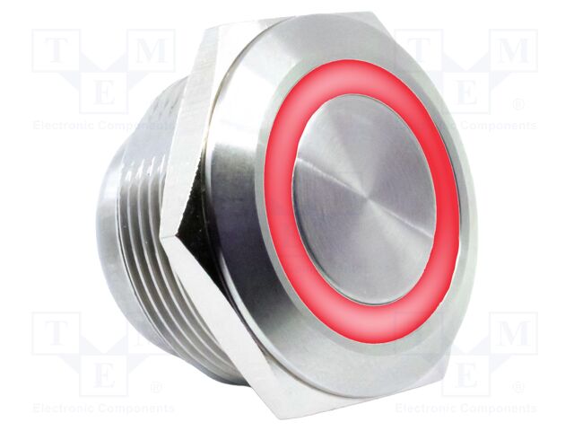 Switch: vandal resistant; SPST-NO; 2A/36VDC; IP67; OFF-(ON); red