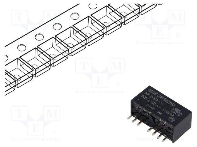 Converter: DC/DC; 3W; Uin: 9÷36V; Uout: 15VDC; Uout2: -15VDC; SIP8