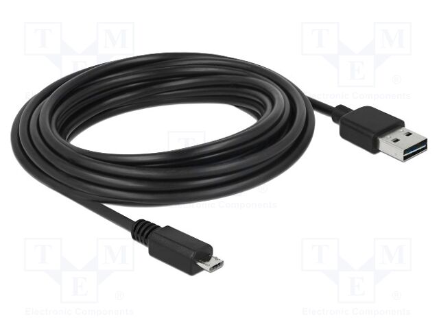 Cable; USB 2.0; USB A plug double sided,USB B micro plug; 5m