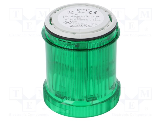 Signaller: lighting; LED; green; Usup: 24VDC; Usup: 24VAC; IP66