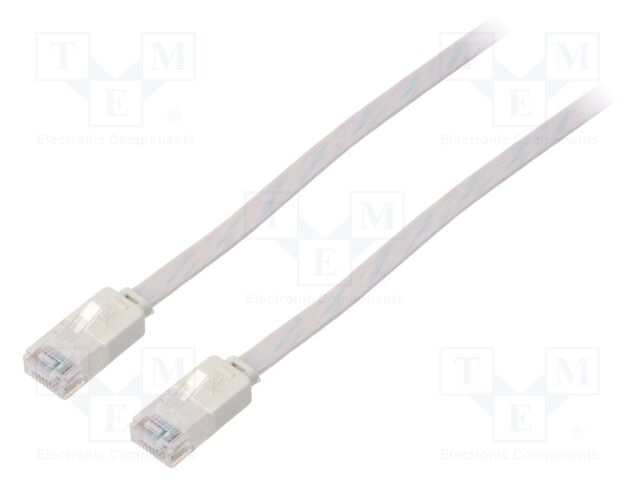 Patch cord; U/UTP; 6; stranded; Cu; PVC; white; Len: 10m; 32AWG