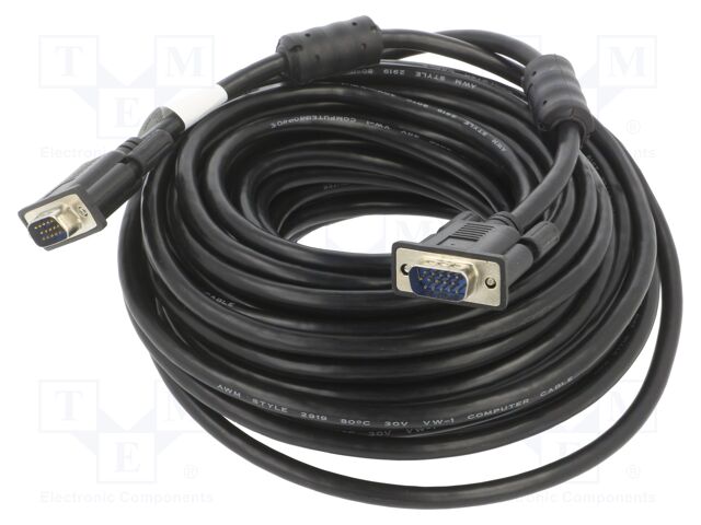 Cable; D-Sub 15pin male,both sides; black; 15m; black