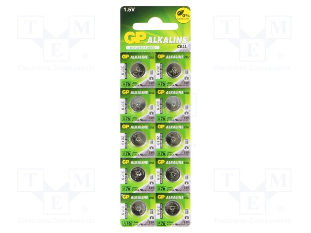 Battery: alkaline; 1.5V; LR44,R1154,coin; Batt.no: 10; Ø11.6x5.4mm