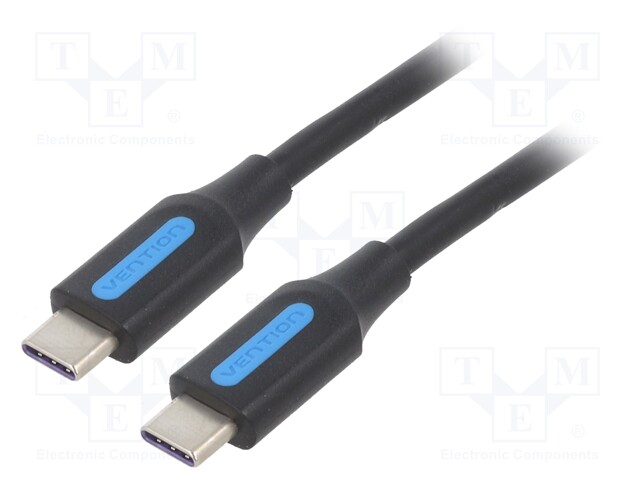 Cable; USB 2.0; USB C plug,both sides; 0.5m; black; 480Mbps; 100W