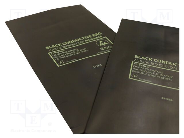 Protection bag; ESD; L: 203mm; W: 127mm; Thk: 75um; 100pcs; black
