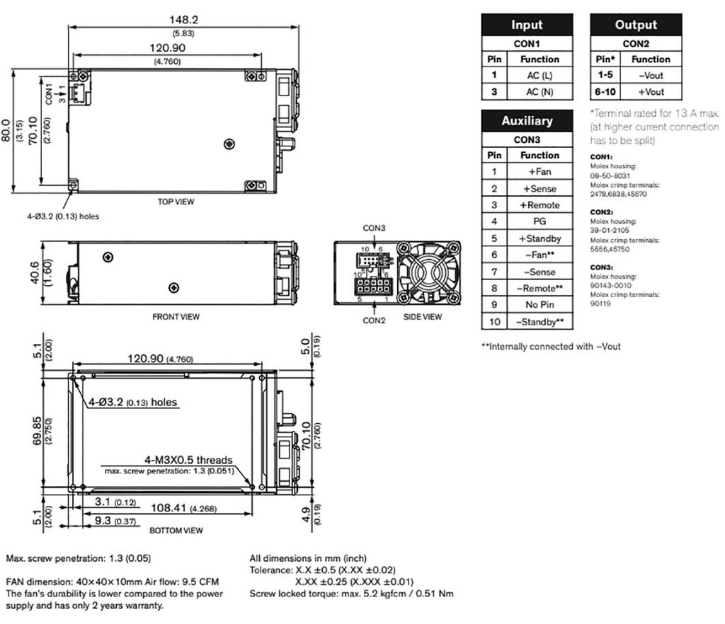 Power supply: switched-mode; modular; 450W; 48VDC; 9.4A; OUT: 1