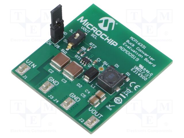 Dev.kit: Microchip; Components: MCP16331; DC/DC converter