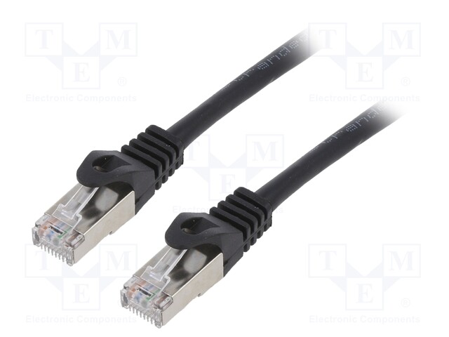 Patch cord; F/UTP; 6; stranded; CCA; PVC; black; Len: 1m; RJ45 plug