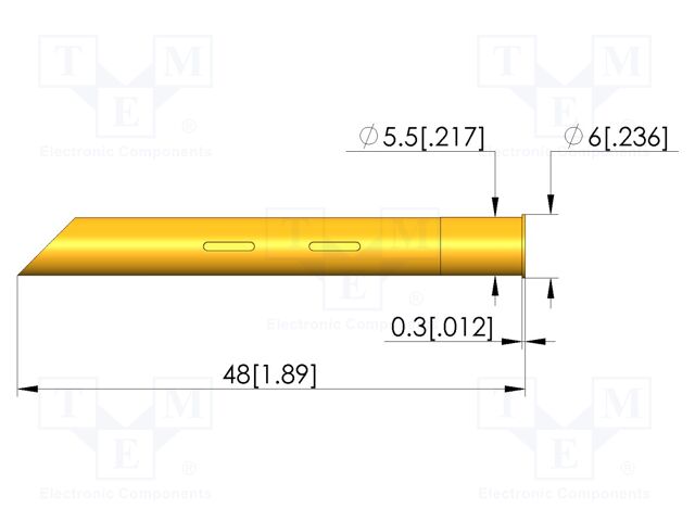 Test probe socket; gold-plated; KS-419; 48mm; test needles