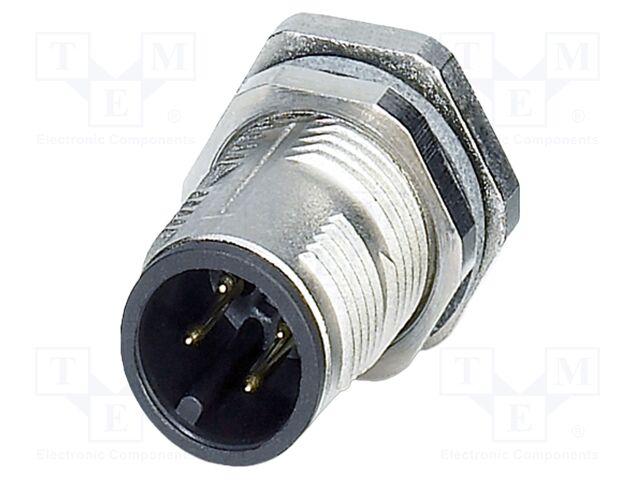 Connector: M12; socket; PIN: 4; male; 250V; straight; THT; A code