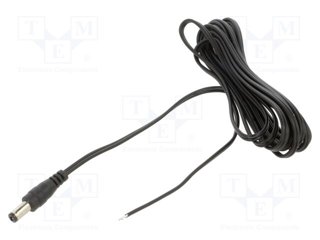 Cable; 2x0.5mm2; DC 5,5/2,1 plug; straight; black-gray,black; 3m