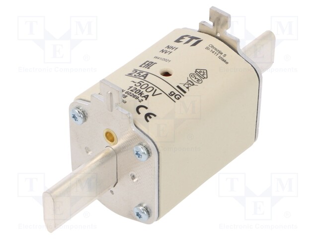 Fuse: fuse; gG; 25A; 500VAC; ceramic,industrial; NH1; WT-NH