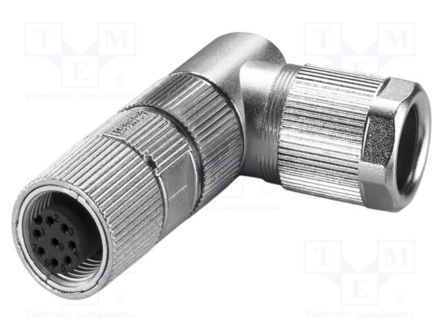 Connector: M12; plug; PIN: 8; 30V; angled; IP65; crimped; A code; 2A