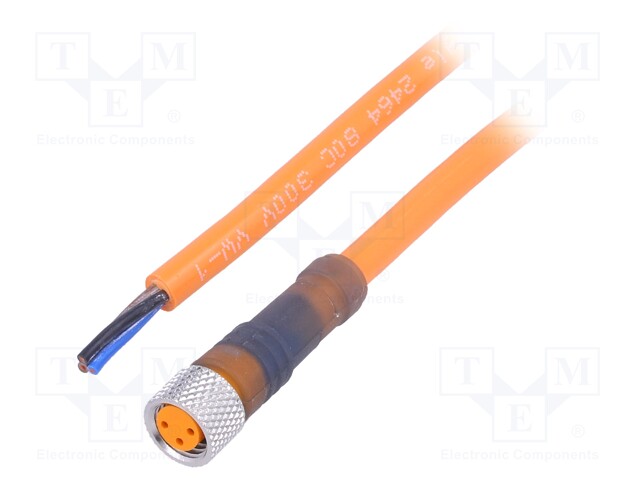 Connector: M8; 2m; female; PIN: 3; straight; plug; PVC