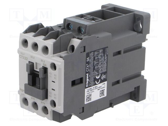 Contactor: 3-pole; NO x3; Auxiliary contacts: NO + NC; 48VDC; 9A