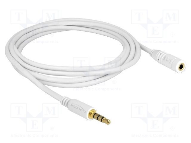 Cable; Jack 3.5mm 4pin socket,Jack 3,5mm 4pin plug; 2m; white