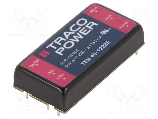 Converter: DC/DC; 40W; Uin: 9÷18V; Uout: 15VDC; Uout2: -15VDC; 2"x1"
