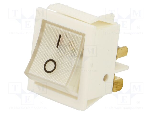 ROCKER; Pos: 2; 16A/250VAC; transparent; neon lamp; Body: white