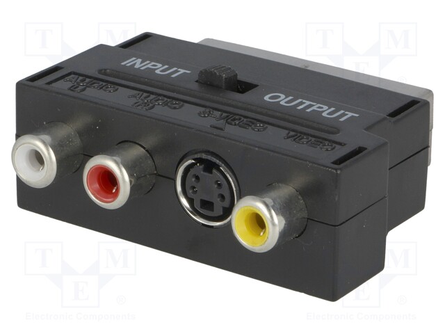 Adapter; RCA socket x3,SCART plug,SVHS socket 4pin