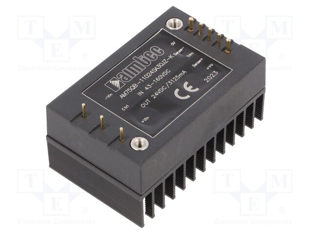 Converter: DC/DC; 75W; Uin: 43÷160V; 24VDC; Iout: 3125mA; 109g