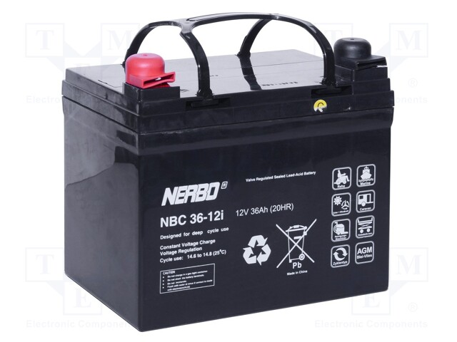 Re-battery: acid-lead; 12V; 36Ah; AGM; maintenance-free