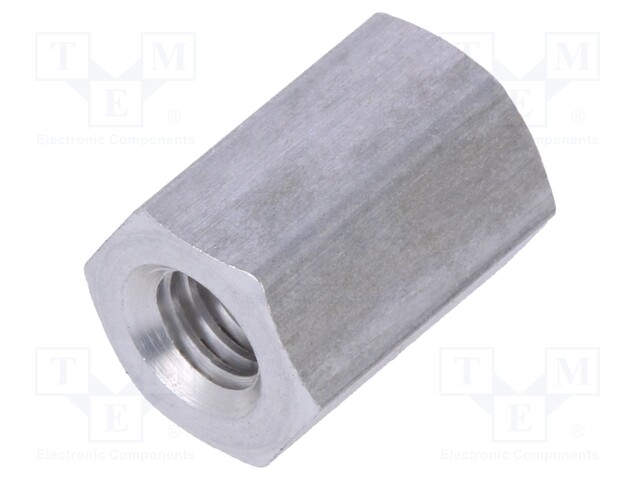 Screwed spacer sleeve; Int.thread: M4; 10mm; hexagonal; aluminium