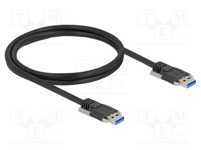 Cable; USB A plug,both sides; 1m; black; 26AWG,27AWG; 5Gbps; screw