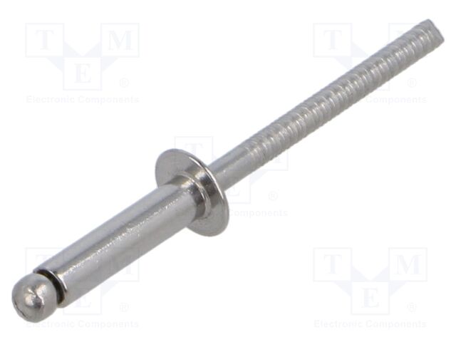 Rivet; A2 stainless steel; Rivet diam: 4mm; L.rivet: 116mm