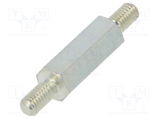 Screwed spacer sleeve; 18mm; Ext.thread: M4; hexagonal; steel