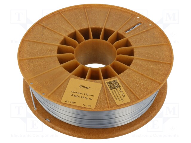 Filament: PLA SILK; 1.75mm; silver; 195÷225°C; 800g