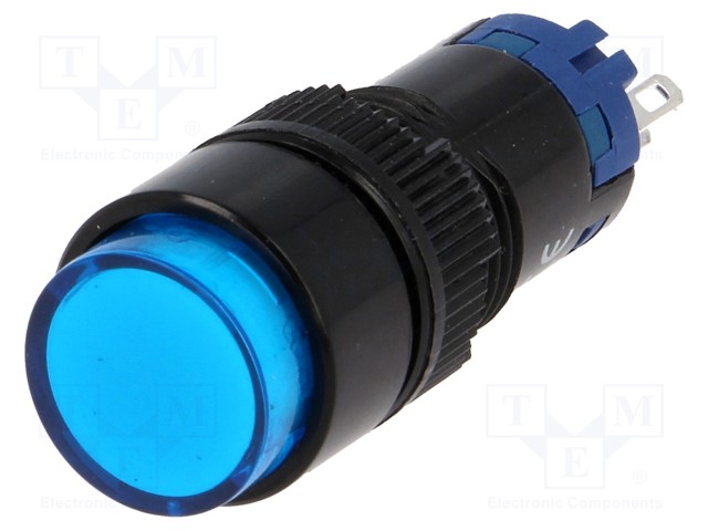 Switch: push-button; Pos: 2; SPDT; 0.5A/250VAC; 1A/24VDC; blue; none