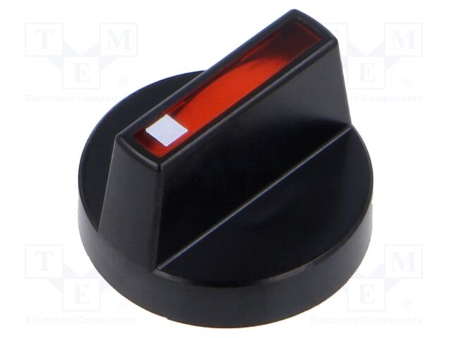 Knob; Actuator colour: red; plastic; Ø18mm; Body: black