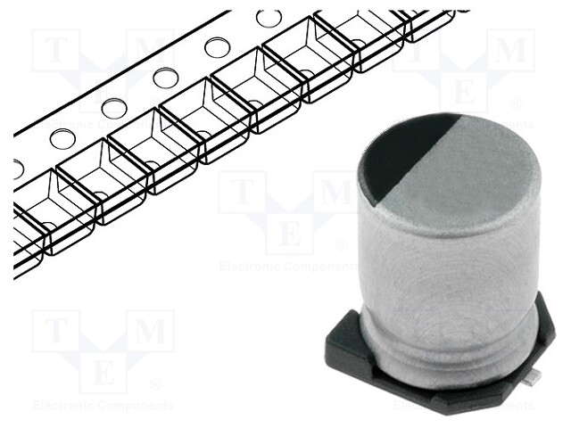 Capacitor: electrolytic; SMD; 1000uF; 6.3VDC; Ø8x10mm; ±20%; 1000h