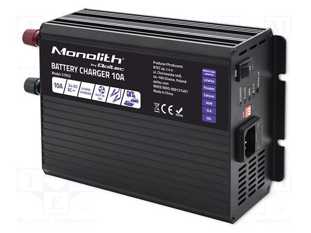 Charger: for rechargeable batteries; 10A; Out: crocodile clip