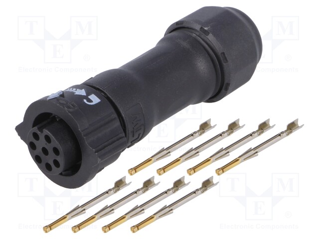 Connector: circular; female; plug; crimped; PIN: 8; 22AWG÷20AWG