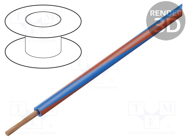 Wire; LgY; stranded; Cu; 0.5mm2; blue-red; PVC; 300/500V; 100m