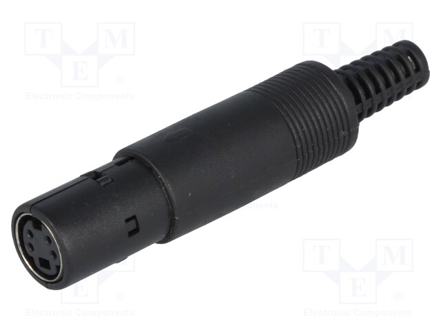 Plug; DIN mini; female; PIN: 4; soldering; for cable; straight