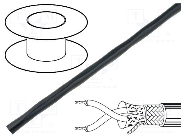 Wire; RS485; 1x3x22AWG; stranded; Cu; PVC; black; 305m