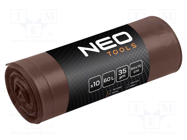 Trash bags; brown; 60l; 10pcs.