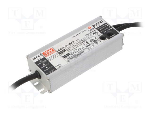 Power supply: switched-mode; LED; 60W; 30VDC; 27÷33VDC; 1.2÷2A