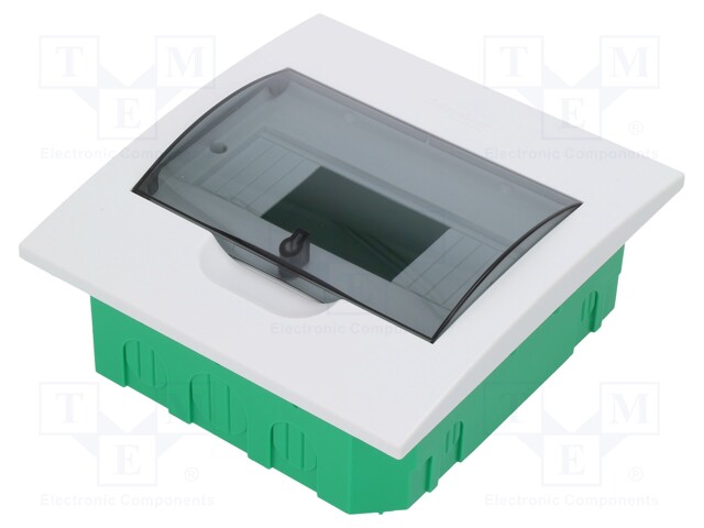 Enclosure: for modular components; IP40; white; No.of mod: 8; 500V