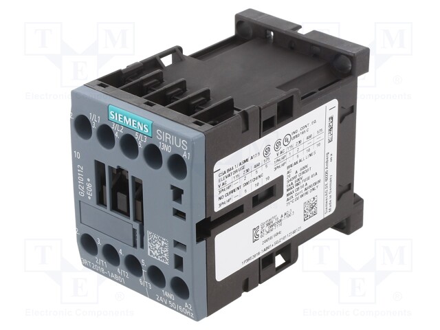 Contactor: 3-pole; NO x3; Auxiliary contacts: NO; 24VAC; 17A; 3RT20