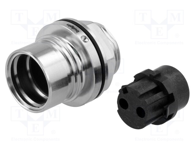 Connector: circular; socket; female; PIN: 2; w/o contacts; 16A; 277V