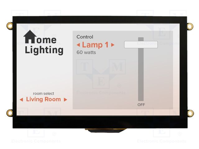 Display: TFT; 800x480; Illumin: LED; Window dimensions: 155x86.6mm