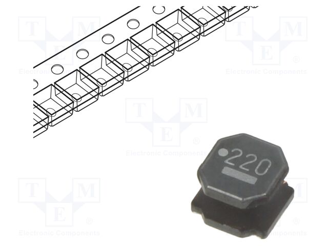 Inductor: wire; SMD; 22uH; Ioper: 1.6A; R: 107mΩ; ±20%; 6x6mm; Isat: 2A