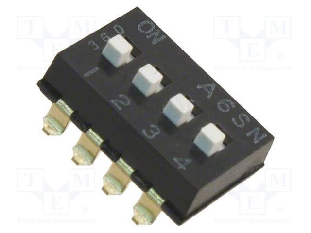 Switch: DIP-SWITCH; Poles number: 4; ON-OFF; 0.025A/24VDC; Pos: 2