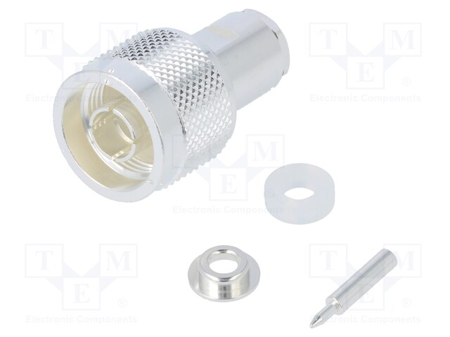 Plug; N; male; straight; 50Ω; 3D-2V; soldering; for cable; teflon